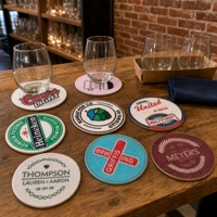 Sous-verres ronds décoratifs en feutre avec motifs rétro pour tasses, mugs, table à manger, décoration de la maison