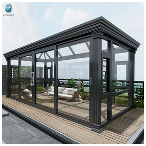 Moderna Terraza Acristalada Prefabricada Independiente con Perfil <span class=keywords><strong>de</strong></span> Aluminio, <span class=keywords><strong>Vidrio</strong></span> Templado Triangular, Puertas Plegables y Correderas, Garantía <span class=keywords><strong>de</strong></span> 5 Años - Product Image 5