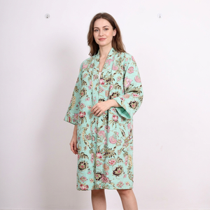 Fashionable Handmade Floral Kantha V-neck Kimono Jacket Soft Luxury 100% Cotton Short Spring Festival Winter Kimono Party Wear - Product Image 1