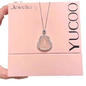 Chinese Style Buddha Pendant Necklace Chalcedony Teardrop Shape Bezel Setting Clavicle Chain Everyday Wear Fine Jewelry - Product Image 5
