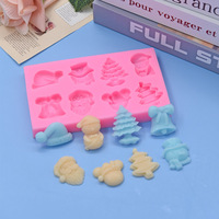 Ensemble de moules en silicone à thème de Noël avec forme circulaire et emballage OPP pour la pâtisserie, les gâteaux DIY, le fondant, les chocolats, les biscuits