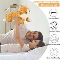 Grand chat en peluche lesté en coton PP avec doublure en maille ultra douce, animal orange pour anniversaire, soulagement du stress et confort