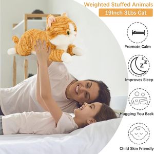 Grande Gatto di Peluche Pesante, Morbido e Coccoloso, Arancione, Perfetto per Alleviare lo Stress e il Comfort - Product Image 6