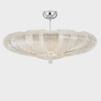 Lustre italien en verre transparent à hauteur réglable avec LED