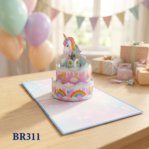 Tarjeta 3D Pop-up de Pony Hecha a Mano, de Moda, para Cumpleaños, Manualidades de Papel Artístico, Temática de Amor Vietnamita, Regalos para el Día de San Valentín y el Día de la Madre - Product Image 3
