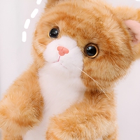 Boneka Kucing Pendek Berbulu Lembut Lucu dan Menyerupai Asli, Warna Oranye Tabby, Dekorasi Meja, Hadiah Ulang Tahun dengan Isian Kapas PP