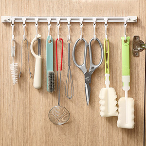 Wall Mounted Kitchen Hook Rack Self-adhesive Hangers <strong>Rail</strong> Sliding Kitchen <strong>Utensils</strong> Spoon Shovel Chopping Board Robe Towel Hooks - Product Image 6