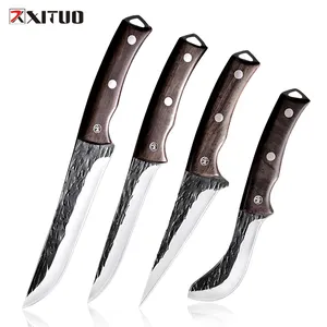 XITUO 1-4 قطعة كامل تانغ تقطيع سكين اليدوية مزورة مطبخ عالي الجودة الشيف السكاكين حادة قطع اللحوم المطبخ متعددة الأغراض أداة