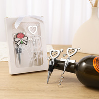 Ensemble cadeau créatif de bouchon de bouteille de vin en alliage de zinc en forme de cœur et tire-bouchon pour mariage, fournisseur Shunstone