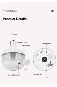Caméra d'ampoule panoramique HIKWIFI V380, sans fil, WiFi, téléphone mobile, télécommande, double éclairage, vision nocturne, <span class=keywords><strong>HD</strong></span> CMOS, IP66, étanche - Product Image 4