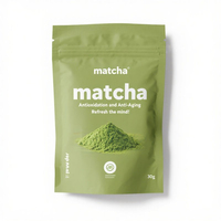 Sac d'emballage en poudre refermable personnalisé Pochette debout de qualité comestible avec fond surdy pour poudre de cacao Poudre de matcha