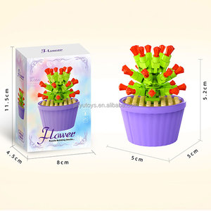Nouvel ensemble de blocs de construction en plastique, briques de dessin animé, plantes et <span class=keywords><strong>fleurs</strong></span> en pot pour le plaisir des enfants - Product Image 3