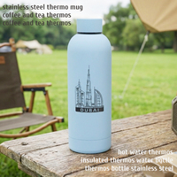 Bouteille d'eau isotherme en acier inoxydable à double paroi avec logo personnalisé, gourde isotherme avec poignée, tasse de voyage portable pour le sport