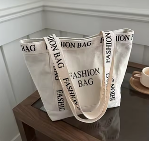 Sac fourre-tout en toile imprimé lettres grande capacité pour un usage décontracté - Product Image 6