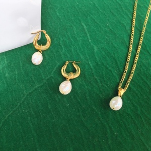 Elegant Delicate Pearl <strong>Necklace</strong> Earring <strong>Set</strong> Women Girl <strong>Silver</strong> Gold Earrings Bridal Party Wedding Jewelry <strong>Set</strong> - Product Image 4