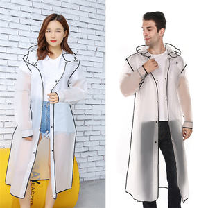 Черный прозрачный водонепроницаемый плащ для взрослых - Product Image 4