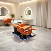 Fauteuil de lavage électrique avec évier et base LED, inclinable, pour salon de coiffure et institut de beauté