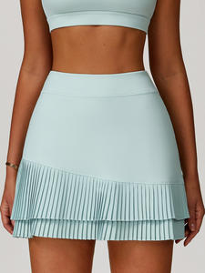 กระโปรงเทนนิสกีฬาผู้หญิงแบบครอส-บอร์เดอร์ ทรงเอวสูง กระชับหน้าท้อง ชายกระโปรงจีบ ป้องกันการเลื่อนหลุด มีกระเป๋า - Product Image 1
