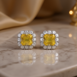 Orecchini a perno di lusso da donna con diamante taglio Asscher, montatura geometrica a castone, gioielli raffinati da matrimonio - Product Image 2