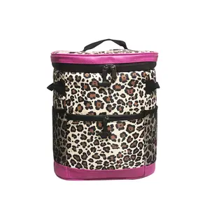 Mochila de camuflagem estilo ocidental para almoço ao ar livre, mochila com estampa de leopardo e vaca, sacola térmica de vinho e neoprene para gelo