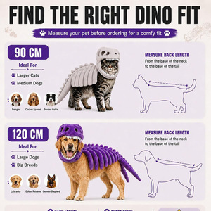 Costume <span class=keywords><strong>di</strong></span> Halloween per Animali Domestici Furrivo, Scheletro <span class=keywords><strong>di</strong></span> Dinosauro 3D in Peluche, Outfit T-Rex per Gatti e <span class=keywords><strong>Cani</strong></span>, Morbido Cotone PP, Regalo Personale - Product Image 3