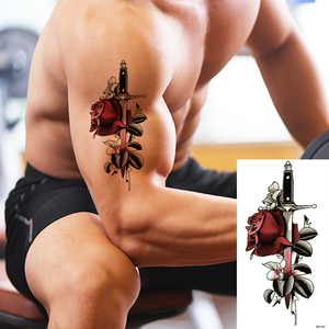 Tatuaje Temporal Impermeable Xqb de Manga Pequeña para Brazo, Diseño Corona Rey Rosa, <span class=keywords><strong>Lobo</strong></span> Salvaje, Tigre, para <span class=keywords><strong>Hombres</strong></span> - Product Image 1