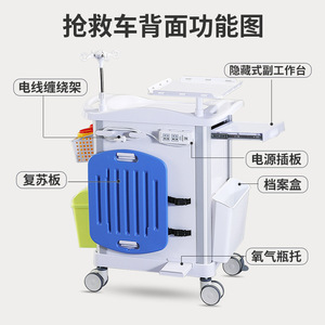 Chariot d'urgence personnalisé en ABS, chariot médical d'anesthésie renforcé, chariot de traitement avec boîte à médicaments, chariot de distribution de médicaments - Product Image 4