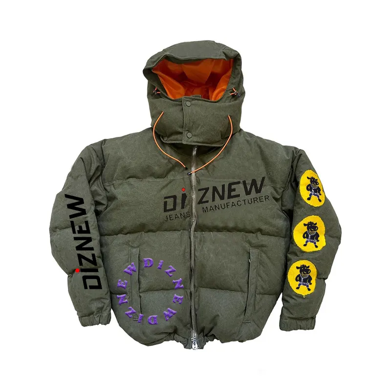 DiZNEW Manteau rembourré soufflé Logo OEM Veste rembourrée d'hiver en duvet surdimensionnée pour hommes