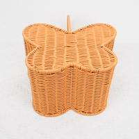 Vintage Kinder-Picknickkorb für Picknicks und Partys Plastik-Geflochtener Picknickkorb mit Griff für Lebensmittel Outdoor Camping