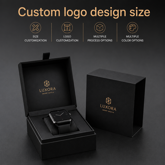Custom Black Luxury High Quality Paper Smart Watch Box with Logo