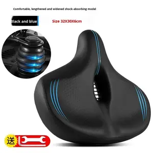 Sillín de <span class=keywords><strong>Bicicleta</strong></span> Extra Grande de Cuero PU para <span class=keywords><strong>Hombre</strong></span>, Amplio, con Espuma Viscoelástica, Absorbente de Impactos, Engrosado, para Ciclismo de Montaña, Ventilación Simple - Product Image 6