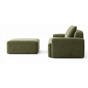 Corduroy Fabric Modular <strong>Sofa</strong> <strong>Bed</strong> 3 Seater L-Shape Sectional <strong>Footstool</strong> Space Saving Sponge Filled Vacuum Compress Apartment Hotel - Product Image 2