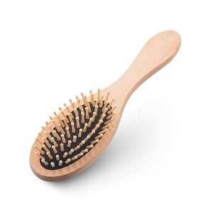 2022 Hot Design Naturholz griff Gummi kissen Massage kamm Massage Holzhaar bürste mit Bambus borsten - Product Image 1