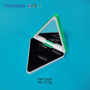 Boîtier de fard à joues crème avec miroir, étui à fard à paupières triangulaire 3 compartiments avec emplacement pour pinceau - Product Image 5