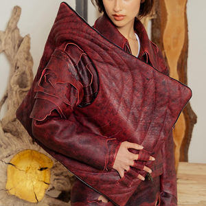 YSJY定制真皮冬季拉链夹克男士休闲风衣摩托车自行车手压花皮夹克 - Product Image 4