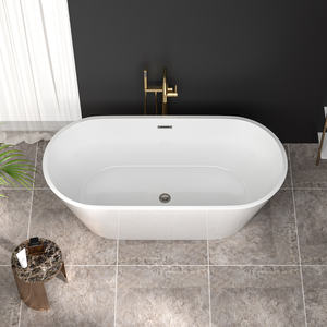 Sarlai Group, bañera acrílica independiente de 63 pulgadas, diseño portátil ecológico, forma rectangular, cromo blanco brillante - Product Image 2