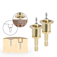Mata bor Countersink, Multi ukuran, pekerjaan kayu pegangan heksagonal, mata bor dapat disesuaikan untuk pemasangan furnitur, alat pertukangan