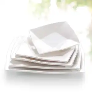 Hot Sale Unbreakable 6/7/8/9/10 Inch Melamine Dish Restuanrant White Square Shape Dinner Plates