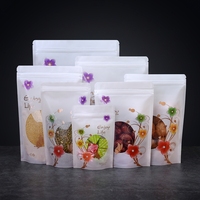 Sachets d'emballage alimentaire en PE imprimés à motif floral, mats, avec fenêtre, auto-scellants, pour chewing-gum, lait, gelée, noix, fruits secs