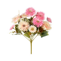 Buket Krisan Gerbera Buatan dengan Sentuhan Sikat, Bunga Palsu untuk Dekorasi Pernikahan, Rumah, dan Hiasan Kepala Etnik