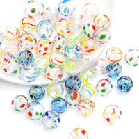 Perles en verre soufflé creuses de 14 mm et 16 mm peintes à la main, rondes et dessinées à la main, pour accessoires de colliers et bracelets DIY