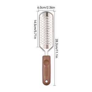 ที่ขูดส้นเท้าสแตนเลสสองด้านพร้อมด้ามไม้ สำหรับขจัดหนังด้านและผิวแข็ง - Product Image 2