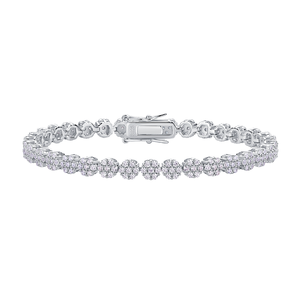 Bracelet tennis DE Cluster Moissanite plaqué rhodium en forme de fleur, argent 925 - Product Image 1