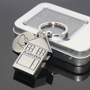 Porte-clés à mémoire 4/8/16/32/64/128GB Porte-clés à clé USB Porte-clés promotionnel Porte-clés maison Porte-clés USB en alliage de zinc métallique - Product Image 6