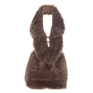 2026 Winter Neues Sexy Fell-Patchwork 2-Teiliges Set für Damen Outfits Neckholder Tiefer V-Ausschnitt Crop Top und Rock Set - Product Image 2