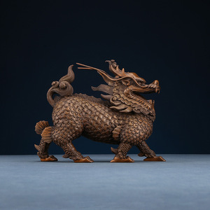 Bronze Qilin Figurine Traditional Design Copper <b>Craft</b> Desk Decor Home Office Gift - Product Image 1