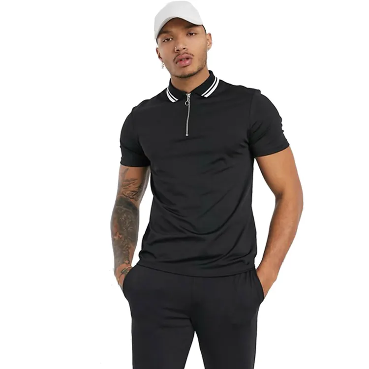 China Factory Short Sleeve High Quality 100 Cotton Pique Design Your Own Custom Mens Polo Shirt With Zip