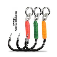Hameçons en fer de style militaire renforcés, à simple hameçon, pré-montés, à double boucle, à ardillon, pour la modification de leurres, minnows et leurres crayon