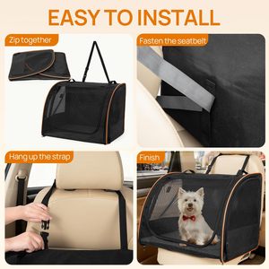 Kursi Mobil Anjing yang Dapat Bernapas |   Kursi Mobil Lipat untuk Hewan Peliharaan |   Tempat Tidur Portabel untuk Hewan Peliharaan dengan Tali Pengaman - Product Image 5