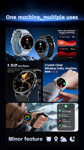 Montre connectée avec écran AMOLED, boîtier en alliage, étanche, pour hommes, appels, fréquence cardiaque, oxygène sanguin, tracker de fitness multifonctionnel pour Android - Product Image 4